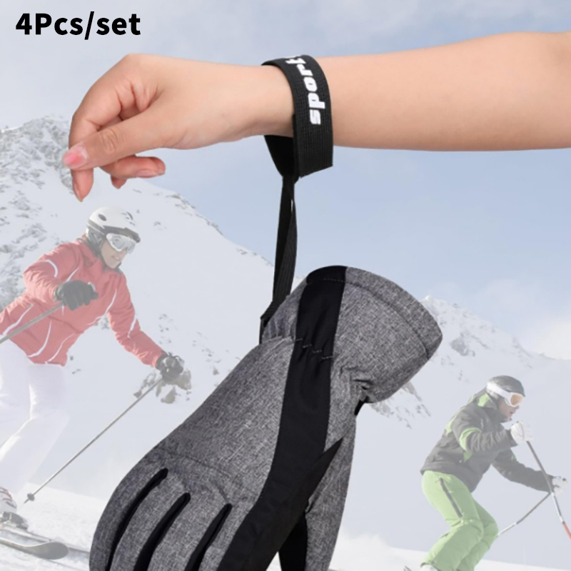 Outdoor Sport Gloves - 4 個スキーグローブリストストラップグローブホルダースポーツグローブストラップ弾性リストリーシュスノーボードスキーマウンテニアリングアウトドアスポーツ用
