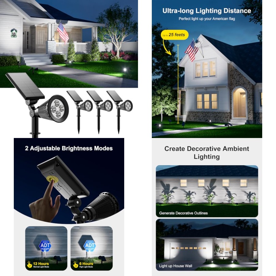 Outdoor Spotlight - ソーラースポットライト 屋外防水ライト 木、彫像、花、植木鉢、低木、壁用 明るいLED屋外景観投光器 海用