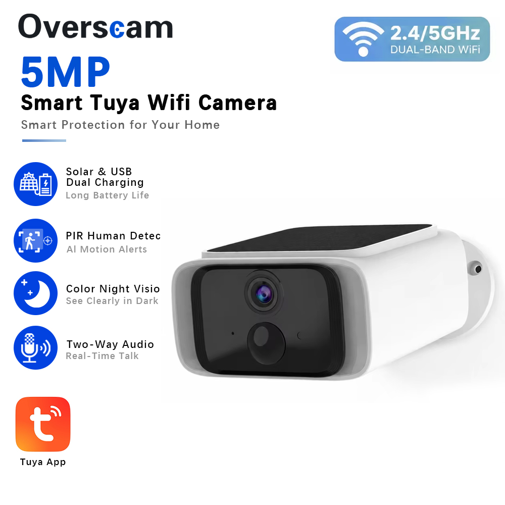 Outdoor Sport Camera - Tuya 5MP ソーラーセキュリティカメラワイヤレス屋外 2.4/5 グラム WiFi