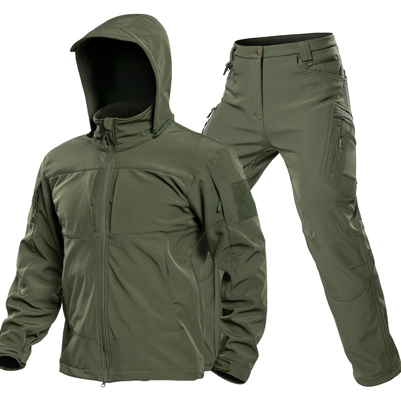男性用アウトドアタクティカルソフトシェルスーツ フード付きフ - Outdoor Sport Winter Jacket のレビューと価格