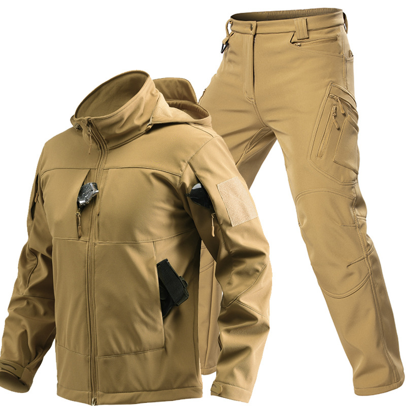 男性用アウトドアタクティカルソフトシェルスーツ フード付きフ - Outdoor Sport Winter Jacket のレビューと価格