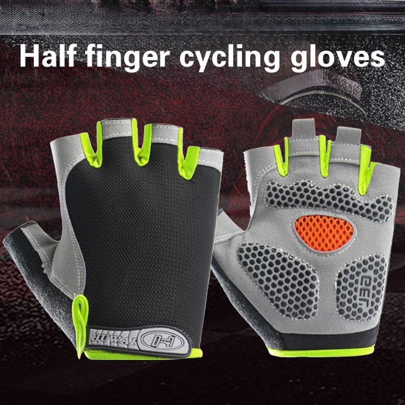 ホットハーフフィンガーサイクリンググローブ男性女性アンチスリ - Outdoor Sport Gloves のレビューと価格