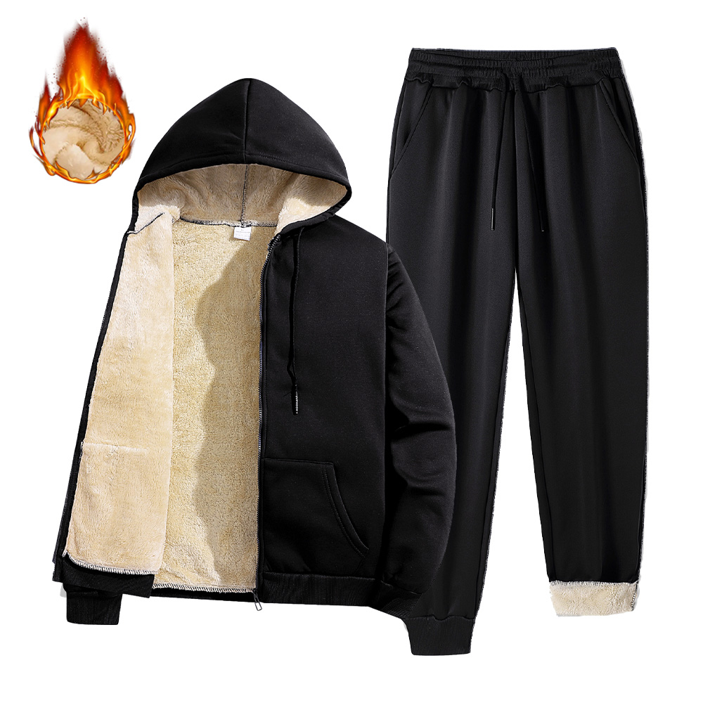 メンズトラックスーツ冬ラムズウール暖かいフード付きジッパージ - Outdoor Sport Winter Jacket のレビューと価格
